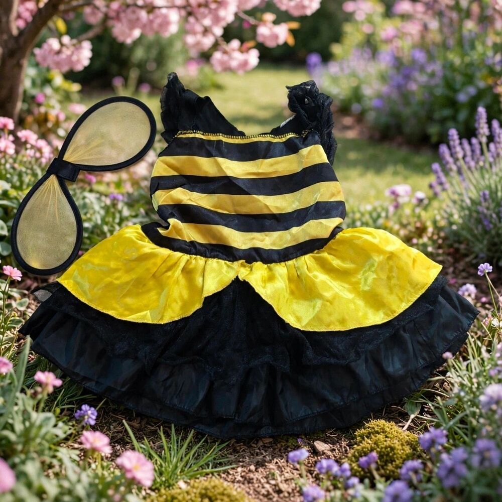 Bumblebee Bee Costume Kids 3T 4T Halloween Dress Wings Beecore Fairycore